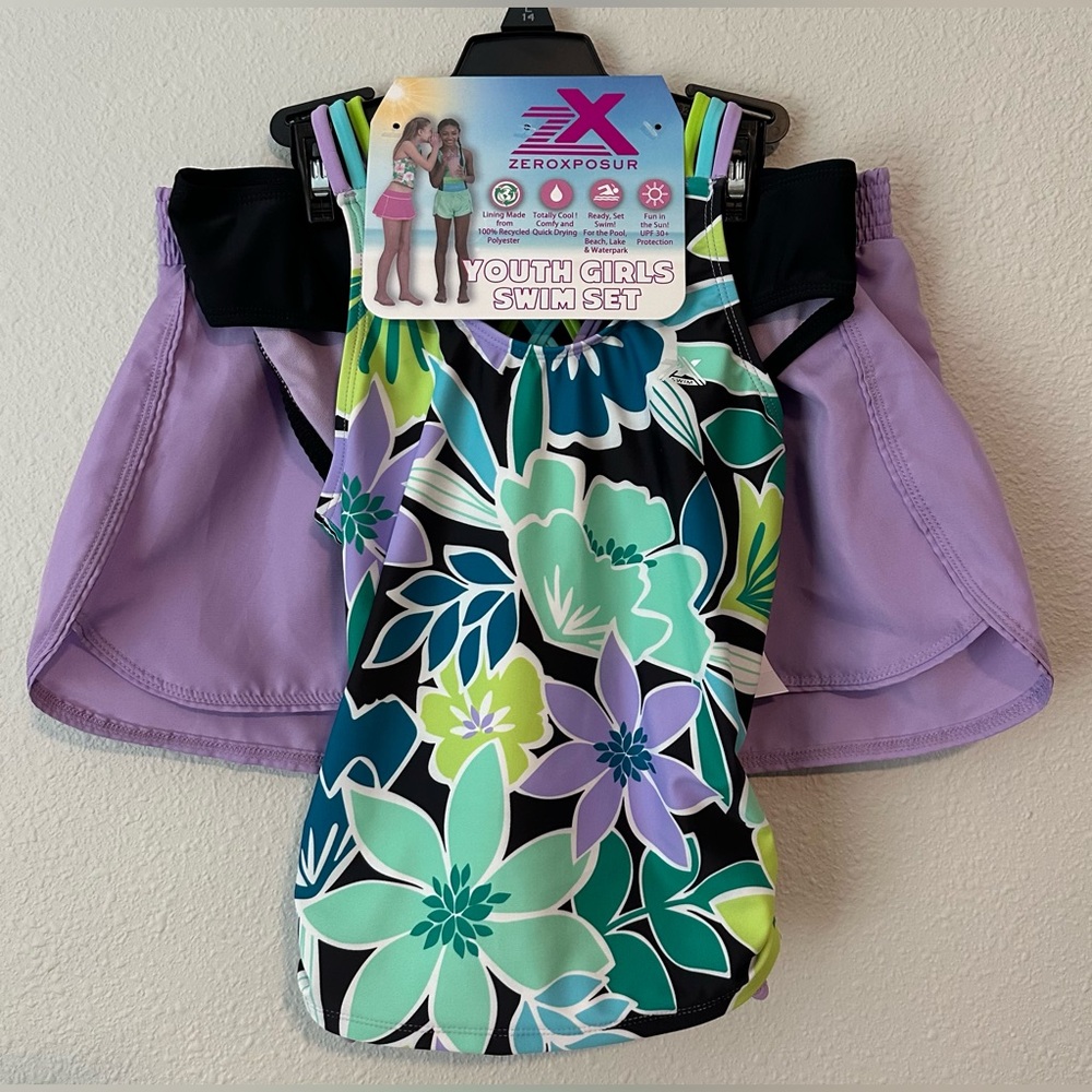 Zeroxposur Girls Macaroon 3 Piece Tankini Set NWT Size Medium 10-12